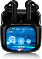"Bluetooth" ausinės, ausinės į ausis, "Bluetooth" triukšmo slopinimas, ausinės su ekranu, ANC ausinės, interaktyvus ekranas, "Bluetooth 5.4", "Hi-Fi Stereo", skirtos žaidimams, darbui, sportui (juodos spalvos)