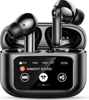 "Bluetooth" ausinės, jutiklinio ekrano "Bluetooth 5.4" belaidės ausinės su ANC+ENC triukšmo slopinimo mikrofonu, 40 valandų žaidimo trukmė, gilaus boso ausinės su 5 EQ režimais, IP7 vandeniui atsparios ausinės