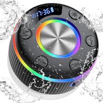 "Bluetooth" garsiakalbis duše, "Bluetooth" muzikos dėžutė su HD mikrofonu, RGB šviesos šou, laiko rodymas, mini dušo garsiakalbis su siurbtuku, 8H stereofoninis garsas, nešiojamasis garsiakalbis, IP7 vandeniui atsparus vonios kambarys, juodas
