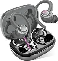"Bluetooth" sportinės ausinės, "In-Ear" ausinės, belaidės "Bluetooth 5.3" ausinės su HD mikrofonu, puikus garsas, 40 valandų žaidimo trukmė, patogus pritaikymas, dvigubas LED ekranas, IP7 vandeniui atsparios ausinės su ausų kabliukais, pilkos spalvos