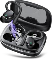 "Bluetooth" sporto ausinės, belaidės "Bluetooth 5.3" ausinės su HD mikrofonu, "In-Ear" ausinės su 4 ENC aiškiu mikrofonu, 72 valandų belaidės ausinės su giliu bosu, IPX7 vandeniui atsparios ausinės su ausimi