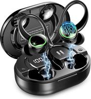 "Bluetooth" sporto ausinės, belaidės "Bluetooth 5.4" ausinės su ENC triukšmo slopinimo funkcija ir 4 HD mikrofonais, ausinės į ausis su "Hi-Fi Stereo", 50 valandų belaidės ausinės, USB-C/LED ekranas, IP7