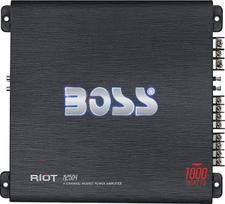 "Boss Audio R2504" 1000W "Riot" 4 kanalų nuotolinio žemų dažnių garsiakalbio lygio valdymo galios stiprintuvas