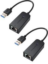 "Cable Matters" 2 pakuotės USB Gigabit Ethernet adapteris (USB tinklo adapteris, USB LAN adapteris 3.0, USB Ethernet adapteris USB 3.0) - 10/100/1000Mbps Ethernet tinklas, juodos spalvos