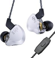 "CCZ Solo DC02 In Ear Monitor IEM HiFi Earbuds", 10 mm dvigubo dinaminio draiverio laidinės ausinės, laidinės ausinės, žaidimų ausinės, su OFC kabeliu dainininkams ir muzikantams (sidabrinės, su mikrofonu)