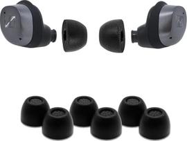 "Comply" aukščiausios kokybės putų ausų kištukai, suderinami su "Sennheiser Momentum (3 ir 4)" ir "ACCENTUM True Wireless", S dydis, nauja 2025 m. versija su valymo įrankiu, juodi, 3 poros, pagaminti JAV