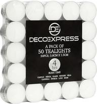 "DECO EXPRESS" arbatos žibintai, 24, 25, 50, 100 arba 200 arbatos žibintų, ilgai dega 4, 8 arba 10 valandų (balti, 50/4 val.)
