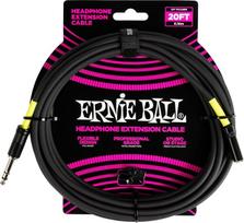"Ernie Ball" ausinių prailginimo kabelis iš 1/4" į 3,5 mm 20 pėdų - juodas