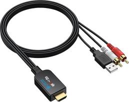 "eSynic eARC/ARC to CINCH" garso adapterio kabelis HDMI garso ištraukiklis į analoginį stereofoninį L/R 192 kHz PCM CEC garsumo valdymas TV nuotolinio valdymo pultas, skirtas televizoriui su aktyviuoju garsiakalbiu ir stiprintuvu, tik PCM stereofoninis ga