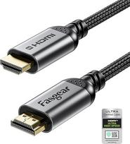 "Fasgear" HDMI 2.1 kabelis 6,6 pėdos 8K HDMI kabelis Sertifikuotas 48Gbps pintas nailonas 8K@60Hz 4K@120Hz HDCP 2.3 eARC HDR10 3D Dolby Suderinamas su "X-Box One" / PS5 / "A-Person" televizoriumi Juodas