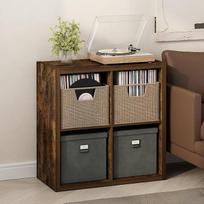 "Furinno Cubicle Record Player" lentyna su vinilo saugykla, 4 kubų 1,2 itin storo vinilo saugykla, atvira nugarinė medijos lentyna CD DVD Blueray žaidimų diskams, skirta svetainei, gintarinė pušis