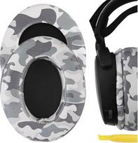 "Geekria QuickFit Protein Leather" pakaitiniai ausinių įdėklai "SteelSeries Arctis 3", "Arctis 5", "Arctis 7", "Arctis 9X", "Arctis PRO" ausinėms, ausų įdėklai, ausų kaušelių remonto dalys (Camo)