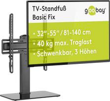 "goobay" televizoriaus stovas ir laikiklis, skirtas 32-55 colių plokščiaekraniams ir lenktiems televizoriams bei monitoriams, 40 kg keliamoji galia, pasukamas 35° kampu, 3 lygiais reguliuojamo aukščio laikiklis, su kabelių valdymu - 58524 Black