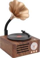 "Goshyda" "Bluetooth" garsiakalbis, nešiojamasis senovinis stereofoninis garsiakalbis, besisukančio patefono formos, palaiko "Bluetooth 5.0" AUX FM radiją, skirtas muzikos klausymui ir namų puošybai