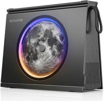 "Gueray" nešiojamas CD grotuvas su apšvietimu, "Bluetooth 5.3", "HiFi" garsiakalbis, 4000 mAh akumuliatorius, vyrams ir moterims, muzikos kambario dekoracija su akumuliatoriaus ekranu (juodas)
