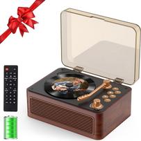 "Gueray" nešiojamasis "Bluetooth" CD grotuvas su garsiakalbiais 3600 mAh įkraunamas senovinių kompaktinių diskų grotuvas namams, retro riešutmedžio CD grotuvai FM radijas su nuotolinio valdymo pultu, palaiko USB AUX atkūrimą