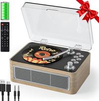 "Gueray" nešiojamasis CD grotuvas "Bluetooth" CD grotuvas su garsiakalbiu, radiju ir nuotolinio valdymo pulteliu Palaiko USB/AUX atkūrimą Ausinių lizdas Ąžuolo mediena