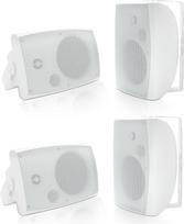 "Herdio" 6,5 colio 800 W lauko "Bluetooth" garsiakalbis, atsparus vandeniui, ant sienos tvirtinama garso sistema su daugiafunkciniu stiprintuvu, galingi bosai ir stereofoninis garsas terasai, verandai, garažui (baltas)