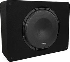"Hertz CBA" 250-250 mm aktyvusis žemųjų dažnių garsiakalbis su "Bass Reflex" korpusu, 500 W maksimali galia, integruotas AB klasės stiprintuvas su priekinėmis apsauginėmis grotelėmis