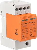 "Heschen" apsaugos nuo viršįtampių įtaisas SPD, HS-40N, 275VAC 20KA, 3+NPE, atsparus ugniai, žemos įtampos ribotuvas, 35 mm DIN bėgelis