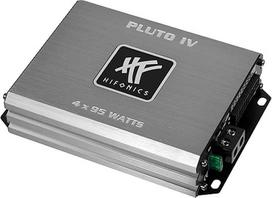 "HiFonics PLUTO 4" itin kompaktiškas skaitmeninis 4 kanalų mikro galios stiprintuvas D klasės stiprintuvas su 4 x 95 W RMS