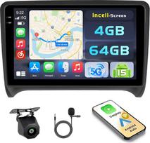 "Hikity Android 15 4+64G" automobilinis radijas "Audi TT Mk2 2006-2014" su 9 colių "Incell" jutikliniu ekranu, automobilinis radijas 2DIN su belaidžiu "Carplay Android Car", FM/RDS radijas BT GPS WiFi atbulinės eigos kamera + mikrofonas