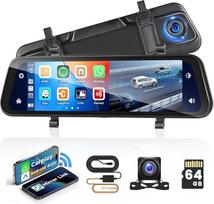 "Hikity" 9,66 colių "Carplay" veidrodžio prietaisų skydelio kamera su atbulinės eigos kamera, "Android" automobilis, valdymas balsu, GPS, G jutiklis, "Super Night Vision", WDR, kilpos įrašymas, stovėjimo aikštelės stebėjimas, 32G SD kortelė