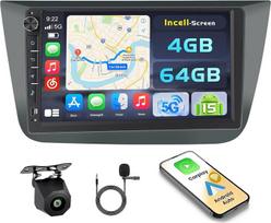 "Hikity" Android 15 4 + 64GB automobilinis radijas "Seat Altea 2004-2015" su 9 colių jutikliniu ekranu, automobilinis radijas 2DIN su belaidžiu "Carplay Android Car", FM/RDS radijas BT GPS WiFi atbulinės eigos kamera + mikrofonas