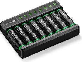 "HiQuick" baterijų įkroviklis su 8 AA 2800 mAh baterijomis, AA AAA baterijų įkroviklis, skirtas NI-MH NI-CD baterijoms, 8 įkrovimo vietos su įkrovikliu su LED ekranu