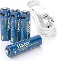 "Hixon" įkraunama ličio USB-C AA baterija, 4 AA C tipo 1,5 V 2035 mWh baterijų pakuotė, idealiai tinka nuotolinio valdymo pultams, žaidimų valdikliams, radijo imtuvams ir saulės žibintams