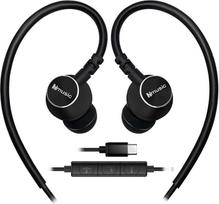 "Hmusic" sportinės ausinės su mikrofonu, laidinės, USB tipo C metalinio korpuso ausų kištukai, skirti sportui, bėgimui, treniruotėms, mankštai, sporto salei (juodos spalvos)