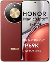 "HONOR Magic8 Lite" išmanusis telefonas 5G, 8+512GB, trigubai atsparus IP69K, 7500 mAh, foto kamera AI OIS da 108 MP, 6,79 colių AMOLED ekranas Mobilusis telefonas, išmanioji AI patirtis, dvi SIM kortelės, NFC, raudonos spalvos