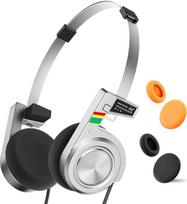 "iKF R3" belaidės "Bluetooth Retro" ausinės, senovinės ausinės ant ausų, iki 60 valandų grojimo, gilūs bosai, nuimami ausų kaušeliai, lengvos, galima prijungti du įrenginius prie nešiojamojo kompiuterio (sidabrinės spalvos)