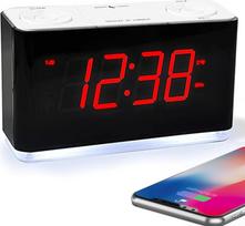 "iTOMA" radijo žadintuvas, žadintuvas su "Bluetooth", didelis LED ekranas, FM radijas, dvigubas žadintuvas, USB įkrovimo prievadas, naktinė šviesa, automatinis rankinis užtemdymas, snaudimas, miego laikmatis (raudona, 507U)