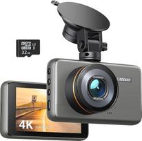 "iZEEKER 4K" prietaisų kameros su nemokama 32GB "MicroSD" kortele, 2160P prietaisų kameros su kilpos įrašymu, G jutiklio automatiniu užrakinimu, parkavimo režimu, naktiniu matymu, WDR
