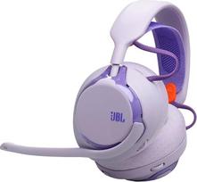 "JBL Quantum 650" belaidės "Bluetooth" žaidimų ausinės su "JBL Quantum Room Sound" garsu, triukšmą slopinančiu mikrofonu, USB-C kabeliu, 45 val. baterija, keičiamomis dalimis ir suderinamumu su įvairiomis platformomis, violetinės spalvos
