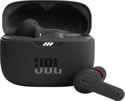 "JBL Tune 235 NC", tikro belaidžio triukšmo slopinimo "Bluetooth" ausinės su 48 valandų baterijos veikimo trukme, atsparios vandeniui ir dulkėms pagal IP54 standartą, patogios, užsegamos, juodos spalvos