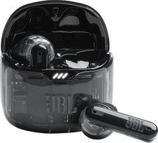 "JBL Tune Flex Ghost" ausinės - vandeniui atsparios ausinės su triukšmo slopinimo funkcija, "Bluetooth" ir iki 32 valandų veikiančia baterija - juodos spalvos "Ghost