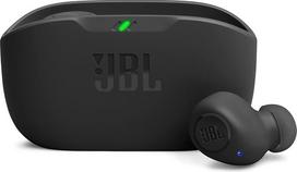 "JBL Wave Buds" belaidės ausinės į ausis su IP54 ir IPX2 atsparumu vandeniui, galingais bosais ir 32 valandų baterija - juodos spalvos
