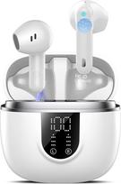 "Jesebang" "Bluetooth" ausinės, belaidės "Bluetooth 5.4" triukšmą slopinančios ausinės su mikrofonu, "HiFi Stereo Deep Bass", baltos spalvos