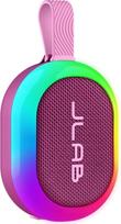 "JLab Pop Party" itin kompaktiškas nešiojamasis "Bluetooth" garsiakalbis su 8+ valandų baterija, 5 W belaidis, nedidelis lauko kelioninis garsiakalbis su RGB šviesa, sodriu garsu ir IP55 atsparumu vandeniui, šilkmedžio spalvos