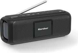 "Karcher DAB Go" nešiojamasis "Bluetooth" garsiakalbis ir skaitmeninis radijas DAB+ / FM radijas su 2,4 colio spalvotu ekranu / žadintuvu / 5 vatų stereofoniniu garsu / USB-C / akumuliatoriumi, juodas