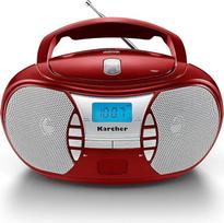 "Karcher RR 5025-R" nešiojamas CD radijo imtuvas (CD grotuvas, FM radijas, akumuliatorius / kintamosios srovės maitinimas, AUX įėjimas) raudonos spalvos