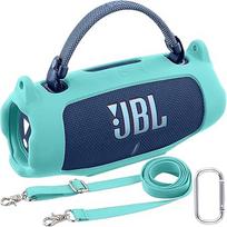 "Khanka For JBL Charge 6" silikoninis apsauginis dėklas su nuimamu dirželiu per petį ir kabliuku, lankstus minkštas dėklas JBL Charge 6 nešiojamajai "Bluetooth" kolonėlei, tik dėklas (mėtų žalios spalvos)