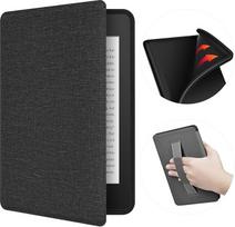 "Kindle Paperwhite" 6,8 colių dėklas (11-oji karta, 2021 m.), audinio tekstūros TPU dėklas su galiniu dirželiu rankai, magnetinis dangtelis su "Smart Wake/Sleep" funkcija (juodas)