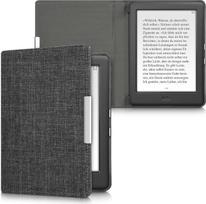 "Kobo Glo HD" (N437) / "Touch 2.0" dėklas - knygos stiliaus medžiaginis apsauginis elektroninės skaityklės dangtelis "Flip Folio" dėklas - tamsiai pilkas
