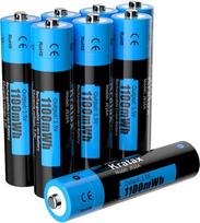 "Kratax" 1,5 V AAA baterija, įkraunama AAA ličio baterija, 1100 mWh (1,5 V/733 mAh), didelė talpa, pastovus veikimas, ilgas tarnavimo laikas, 8 AAA baterijos