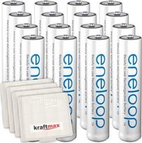 "Kraftmax Panasonic Eneloop" AAA/mikro baterijos - naujausios kartos aukštos kokybės įkraunamos baterijos "Kraftmax V5" baterijų dėžutėse, 16 vnt.
