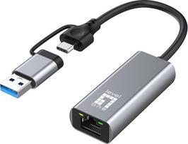 "LevelOne" USB-0423 2.5 Gigabit Ethernet 2-in-1 USB-C / A tinklo adapteris
