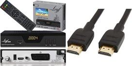 "Leyf 2809" skaitmeninis imtuvas Palydovinis imtuvas (HDTV, DVB-S/S2, HDMI, SCART, 2X USB 2.0, "Full HD 1080p") ir "Amazon Basics" - didelės spartos kabelis, Ultra HD HDMI 2.0, 3 m